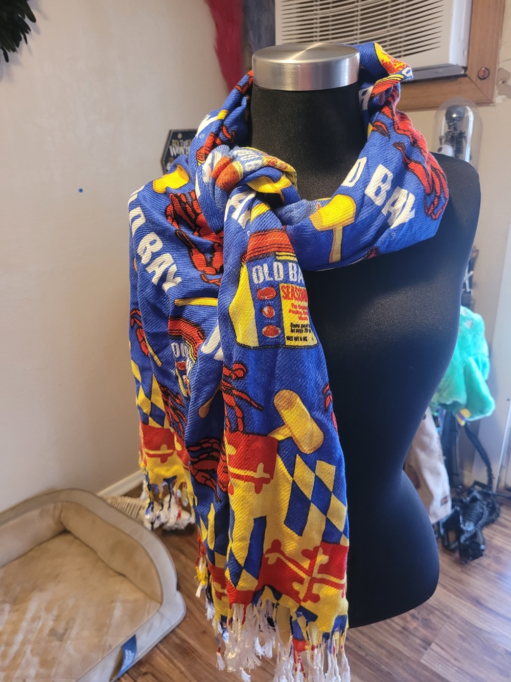 Old Bay  Scarf with Red & Yellow Accents